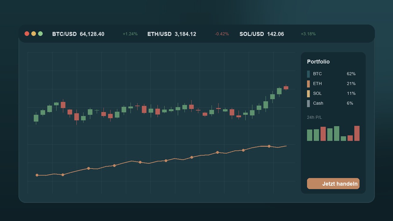 Live-Dashboard der Kühn Kapitberg Plattform mit Krypto-Chart